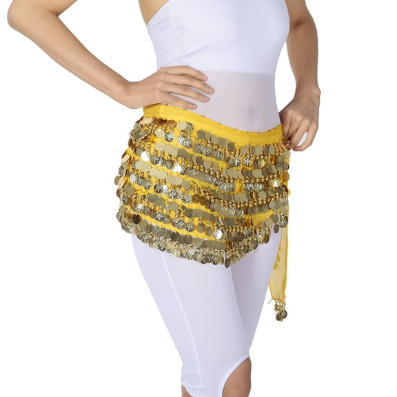 Chiffon Belly Egyptian Dance Hip Wrap Sash Belt Skirts Scarf Scarves Gold