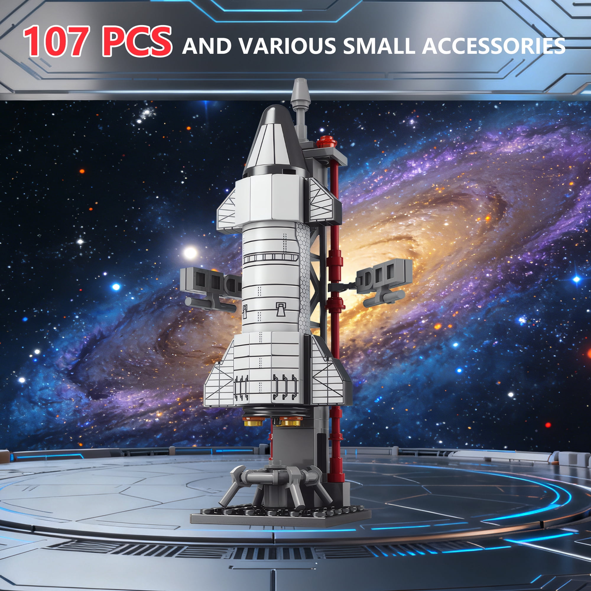 107 PCS Space Building Block Toys Set, STEM Educational Toy, Space Exploration Shuttle Gift for Ages 6+
