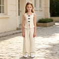 thumbnail image 2 of BOOMNY Girls Outfit 2 Peice Sets Solid Sleeveless Camisole Tops Pants Sets for Kids Soft Clothing Set, 2 of 9