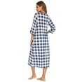 thumbnail image 5 of EFINNY Women's 3/4 Sleeve Housecoat Cotton Loose Zipper Front Nightgowns Plaid Full Length Robes Loungewear with Pockets S-XXL, 5 of 7
