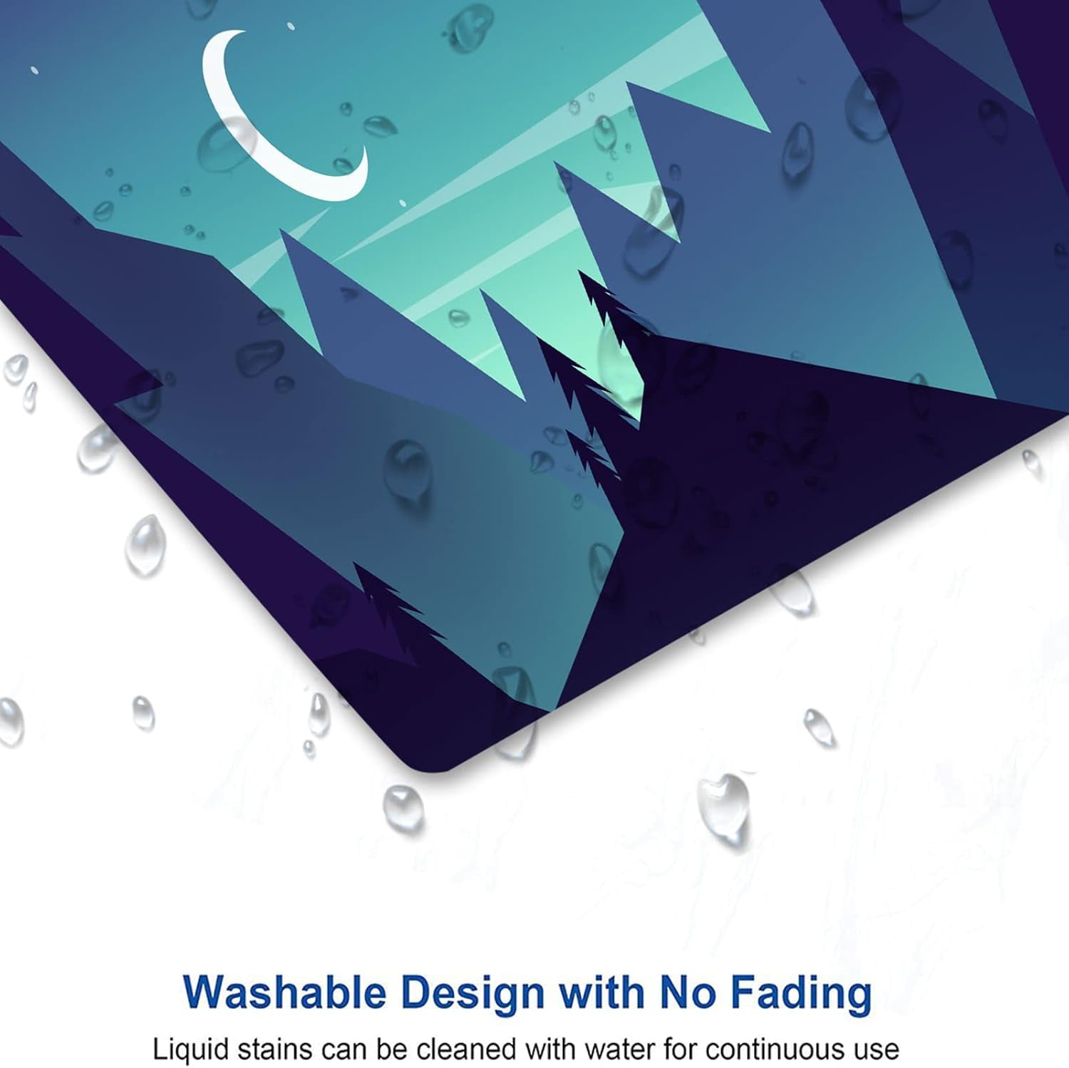 Mouse Pad Forest Mountain Large Mousepad Office Decoration Desk Mat, Moon Stars Blue Waterproof Mousepad for Desktop Wireless Mice, Non-Slip Rubber Base Mouse Mat, 31.5x11.8 Inch BDZXSE009
