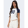 thumbnail image 6 of Gynyvoja Women Short Sleeve Jersey Crop Tops Y2k Graphic Tees Summer Teen Girls Crewneck Slim Fit T-Shirts M, 6 of 9
