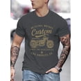 thumbnail image 4 of Men's 100% cotton fashionable casual loose oversized retro motorcycle pattern printed round neck short sleeved t-shirt, 4 of 9