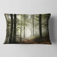 thumbnail image 2 of Designart Light in Dense Fall Forest with Fog - Landscape Printed Throw Pillow - 12x20, 2 of 5