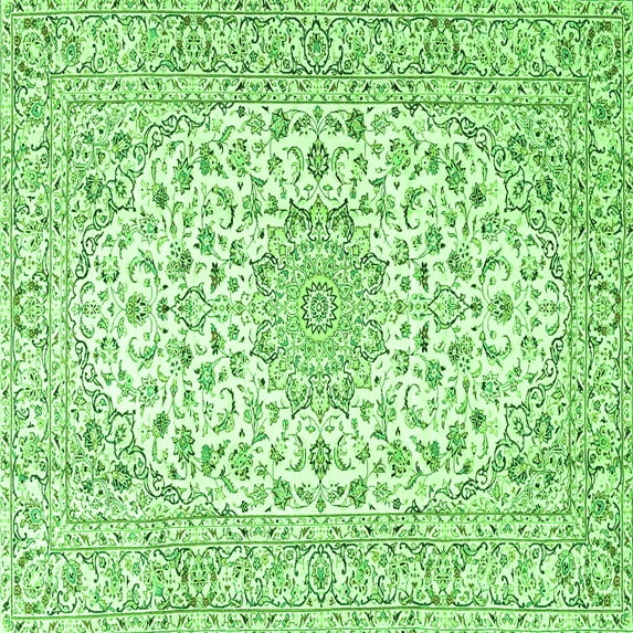 Ahgly Company Indoor Square Medallion Green Traditional Area Rugs, 4' Square