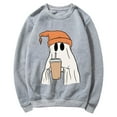 thumbnail image 5 of CLOISE Halloween Women Sweatshirt Trendy Ghost Graphic Oversized Sweatshirts Fall Long Sleeve Round Neck Hoodies Shirts Tunic Tees Halloween Gift Outfits Gray XS Boo, 5 of 5