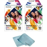 FUJIFILM Instant Mini Spray Art Film 2 Pack (20 Shots) + BluebirdSales Microfiber Cleaning Cloth