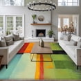 thumbnail image 3 of 6'x9' Area Rugs, Red Orange Green Indoor Outdoor Area Rug for Living Room Bedroom, Modern Oil Painted Art Geometric Washable Bathroom Rugs Kitchen Floor Carpet Mats Home Decor Aesthetic, 3 of 8