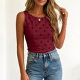 thumbnail image 4 of idosla Women Polka Dot Tank Tops Sleeveless Crew Neck Print Basic Casual Slim Fit T Shirt Y2k Trendy Going Out Top (Wine, L), 4 of 6