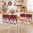 thumbnail image 2 of Christmas Red Snowman Chair Covers Set of 8 White Pine Tree Xmas Balls Snow Plaid Chair Back Covers Stretch Removable Washable Slipcovers Protector for Dining Room Kitchen Party Decor, 2 of 5