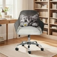 thumbnail image 2 of ZIATUBLES Cat Daisy Print Curved Back Dining Room Chair Covers with Arms Stretchable Swivel Accent Chair Slipcover with Elastic Band Washable Vanity Kitchen Office Desk Armchair Protector Covers, 2 of 7