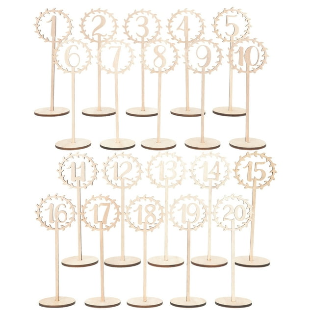 20 Pcs Chiffres de Table de Mariage Chiffres de Table en Bois Panneau de Chiffres de Table Debout (1-10, 11-20)
