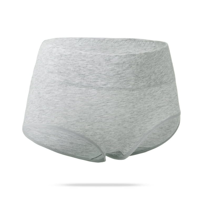 4 Pack Women's High Waisted Cotton Underwear Ladies Soft Full Briefs  Panties, Gray, 2XL