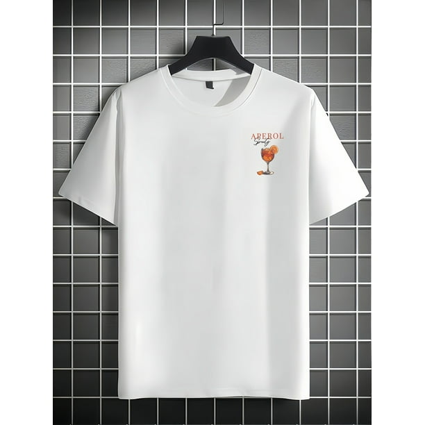 Men's Aperol Spray Graphic Tee - Black Cotton, Relaxed Fit, Round Neck, Short Sleeve, Casual Summer Shirt with Orange & White Print, Machine Washable, Beachwear Top | Smooth Fabric