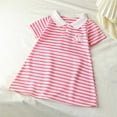 thumbnail image 5 of Striped Polos Dresses Girls Straight Loose Casual School Dress Short Sleeve Shift Preppy Clothes Pink, Size 3 Y, 5 of 6
