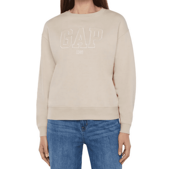 Gap Women's Logo Crewneck Sweatshirt Cream Medium