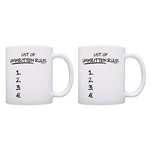 ThisWear Funny Quote Mugs List Of Unwritten Rules Funny Coffee Mug Set Humorous Mugs Sarcasm Mugs Office Coffee Mug Set 11 ounce 2 Pack Coffee Mugs
