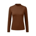 thumbnail image 4 of Fnooota Women's Thermal Tops, Stretchy Long Sleeve Slim Fit Mock Neck Layering Undershirts Brown Size L, 4 of 6