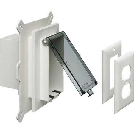 - Arlington DBVS1C-1 Low Profile IN BOX Recessed Outlet Box Wall Plate Kit for New Vinyl Siding Construction, Vertical, 1-Gang, Clear