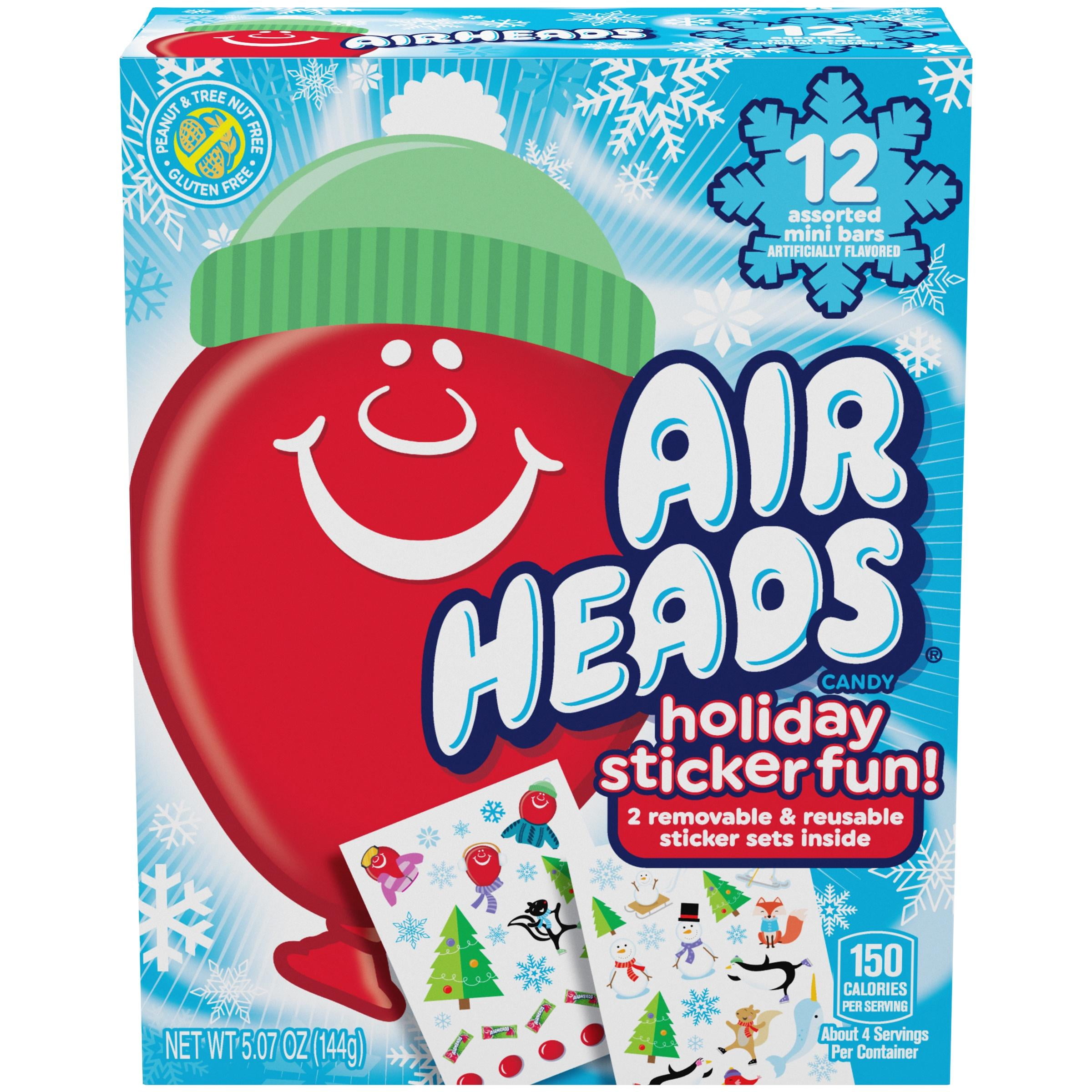 (2 pack) Airheads Assorted Chewy Mini Bars, Holiday Sticker Book, Nut Free, 12ct, 5.07 oz