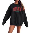 thumbnail image 2 of Merry Christmas Tree Sweatshirts for Women Graphic Crewneck Oversized Sweater Cotton Tops Printed Long Sleeve (XX-Large, Black 02), 2 of 6