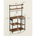 thumbnail image 2 of VASAGLE Bakers Rack with Power Outlet, 35.4 Inches Microwave Stand, Coffee Bar, 4 AC Outlets, with Adjustable Shelves, 8 S-Hooks, Basket, Spice Racks, Rustic Brown and Ink Black, 2 of 9