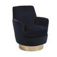 thumbnail image 2 of Teddy Swivel Barrel Chair, Swivel Accent Chairs Armchair for Living Room, Reading Chairs for Bedroom Comfy, Round Barrel Chairs with Gold Stainless Steel Base (Black), 2 of 7