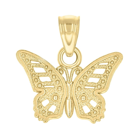 10kt Real Yellow Gold Diamond-Cut Womens Butterfly Animal Charm Pendant