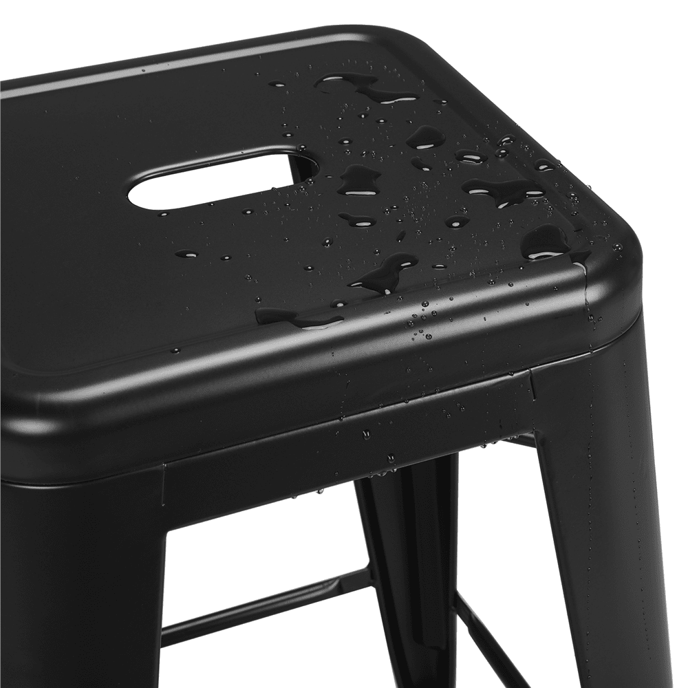 Alden Design 24" Stackable Metal Bar Stools Counter for Indoor/Outdoor, Set of 4, Black