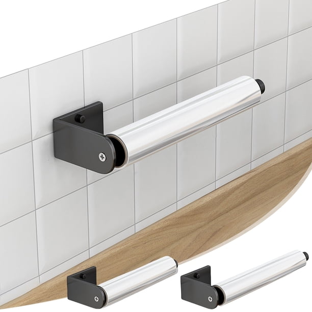 Fiudx Dispensador de Toallas de Papel de Pared, Instalación Sin Taladro, Estante Multifunción de Aluminio, Almacenamiento con Film Transparente, Organizador para Cocina y Baño, Instalación Flexible,