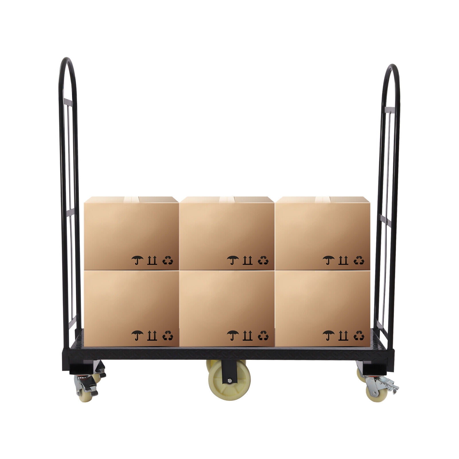 2000lbs Heavy Duty Steel Dolly U-Boat Utility Material Cart Platform Hand Truck