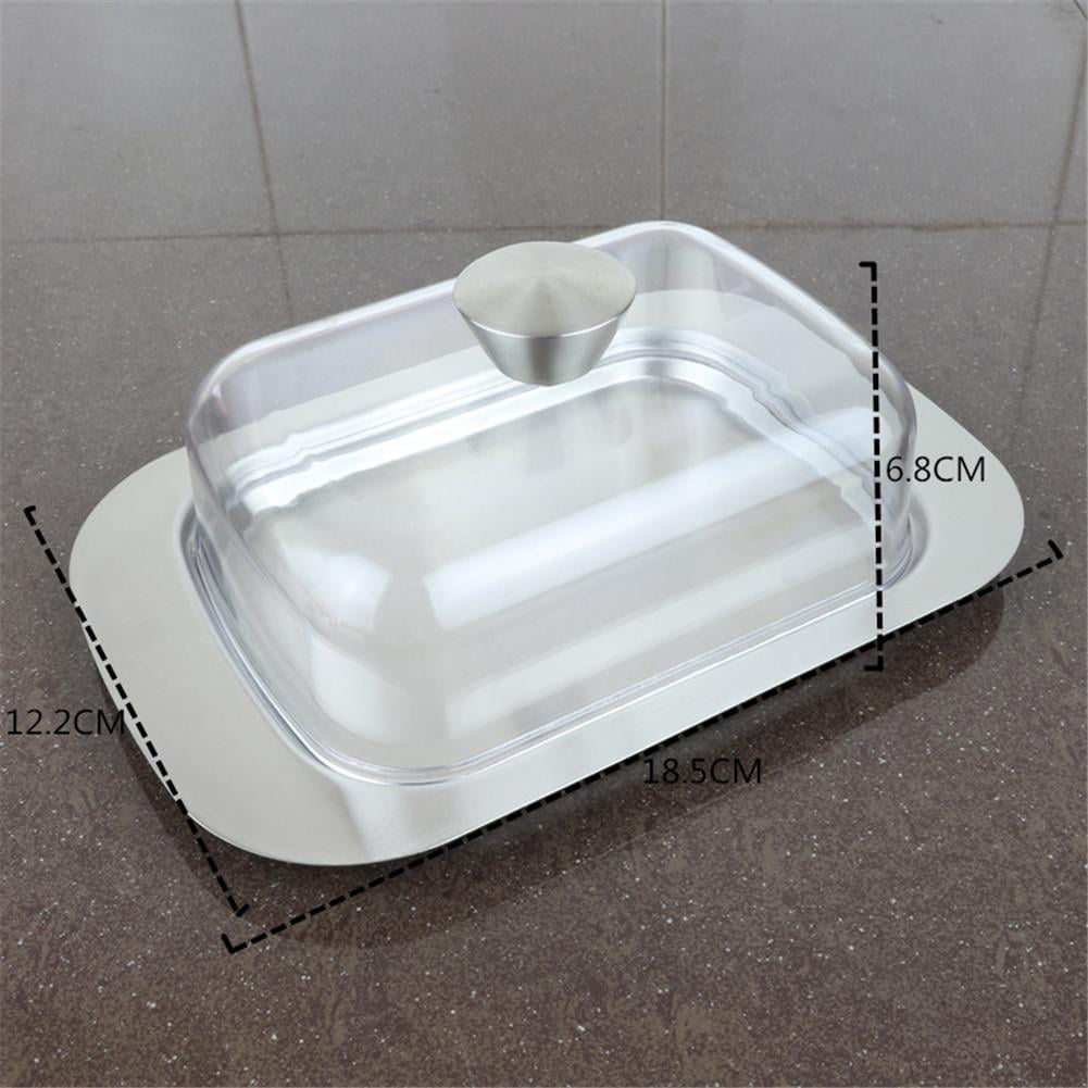 Traditional Stainless Steel Butter Dish With Wooden Knob 18/8 Premium Stainless 