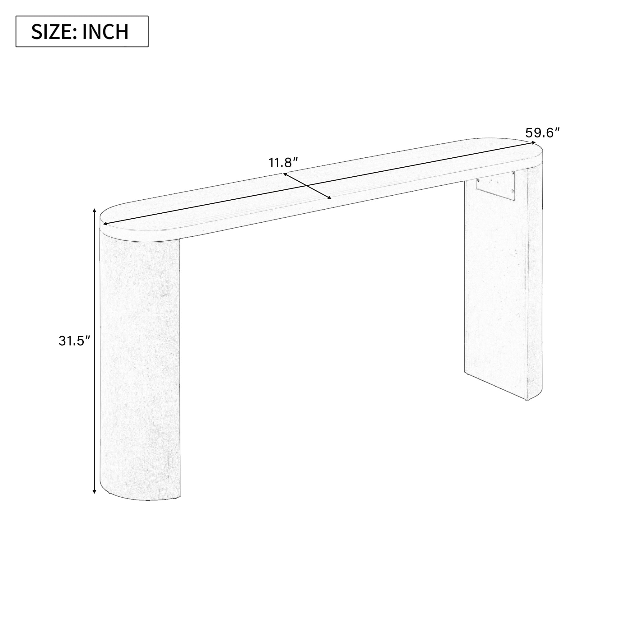 EUROCO Modern Console Table,59.6" Long Wood Entryway Table Porch Table with Semi-Cylindrical Leg,Narrow Long Sofa Table for Entrance,Living Room,Foyer, Hallway,Natural