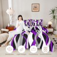 thumbnail image 4 of Manfei Abstract Wave Stripe Queen Comforter Set, Geometric Line Comforter Sets Queen, Purple, Black and White, Black Reversible 3pcs, 1 Comforter and 2 Pillowcases, 4 of 6