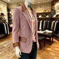 thumbnail image 6 of TGSLY Women's Faux Leather Trim Corduroy Blazer Lightweight Notched Lapel Long Sleeve Jacket Dressy Casual Single Breasted Button Solid Color Suit Coat with Pockets XXXL, 6 of 10