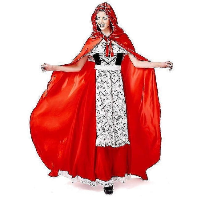 New Long Cloak Little Red Riding Hood For Woman Costume Carnival Halloween Spooktacular Playsuit Cosplay Fancy Party Dress 26s