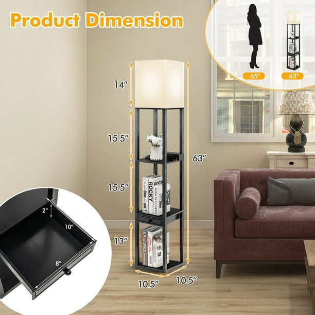 Modern floor 2024 lamp with shelves