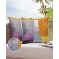 thumbnail image 6 of Pack of 2 Outdoor Pillow Covers, Abstract Painting Art Style Purple Orange Grey Yellow Waterproof Square Throw Pillowcase Cushion Decorative Pillow Covers for Couch Patio Tent, 26x26 in, 6 of 6
