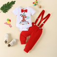 thumbnail image 3 of WIBACKER Infant Baby Boy 1st Birthday Cosplay Outfits Bow Tie Romper with Suspenders Pants Set Cake Smash Photo Shoot, 3 of 6