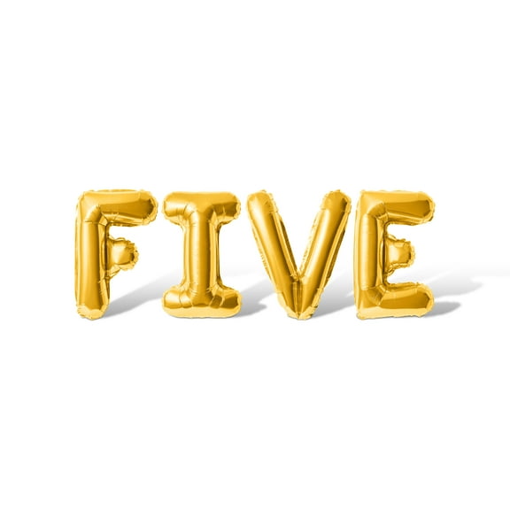 Letter Balloons - FIVE 16" Inch Alphabet Letters Foil Mylar Balloon Birthday Party Banner (Gold)