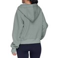 thumbnail image 4 of Tops for Women 2025 Knit Winter Fall Relaxed Fit Hooded Long-sleeved Bell Drop Shoulder Half Zip Solid Color Pullover Cotton Sweatshirt Tops(Navy,M), 4 of 6