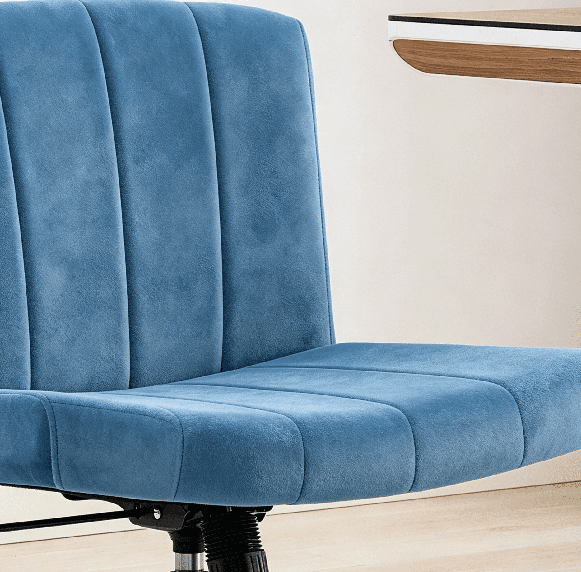 TMV Criss Cross Chair: Modern Armless Office Chair, Desk Chair, Vanity Chair, Computer Chair for Home and Office,Navy Blue