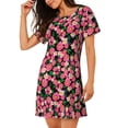 thumbnail image 2 of Disketp Trendy Floral para Camisón Corto de Manga Corta para Mujeres, Camisón Cómodo con Escote Redondo, Bonito y Confortable, 2 of 6