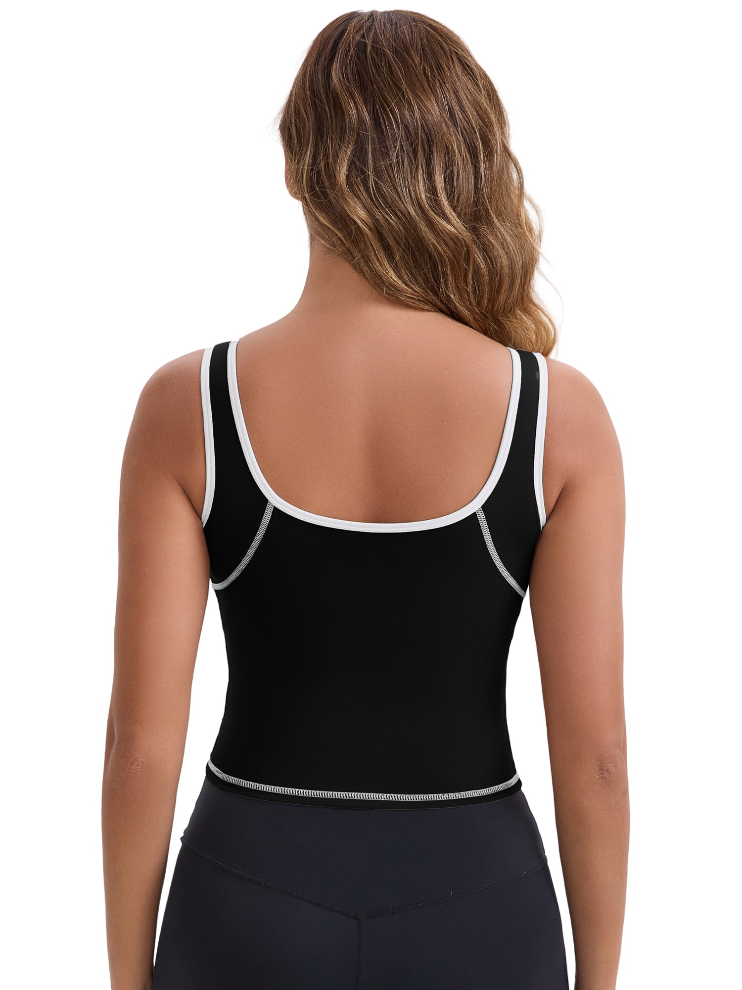 DARING DIVA Women's Nursing Tank Tops Colorblock Cropped Undershirts M Black