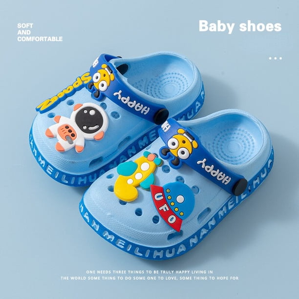 Sandalias antideslizantes para niños, zapatillas de playa de jardín con agujeros de cueva de dibujos animados, zapatos de suela suave de secado rápido