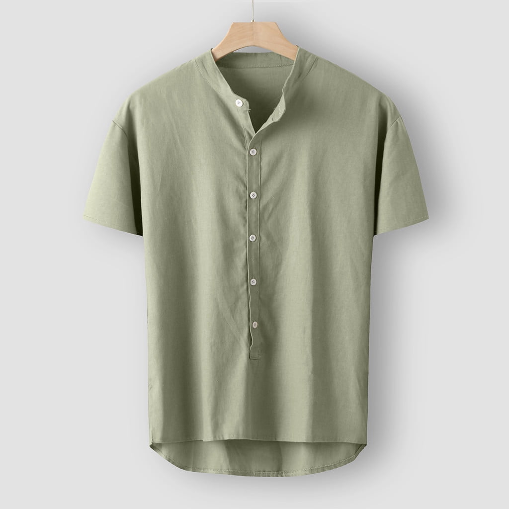 Miarhb Miarhb Men S Summer Button Casual Linen And Cotton Short Sleeve Top Blouse Men Coat Men Coat Walmart Com Walmart Com