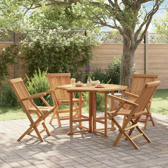 vidaXL Outdoor Dining Set Natural Teak Fine sanded teak hardwood Medium