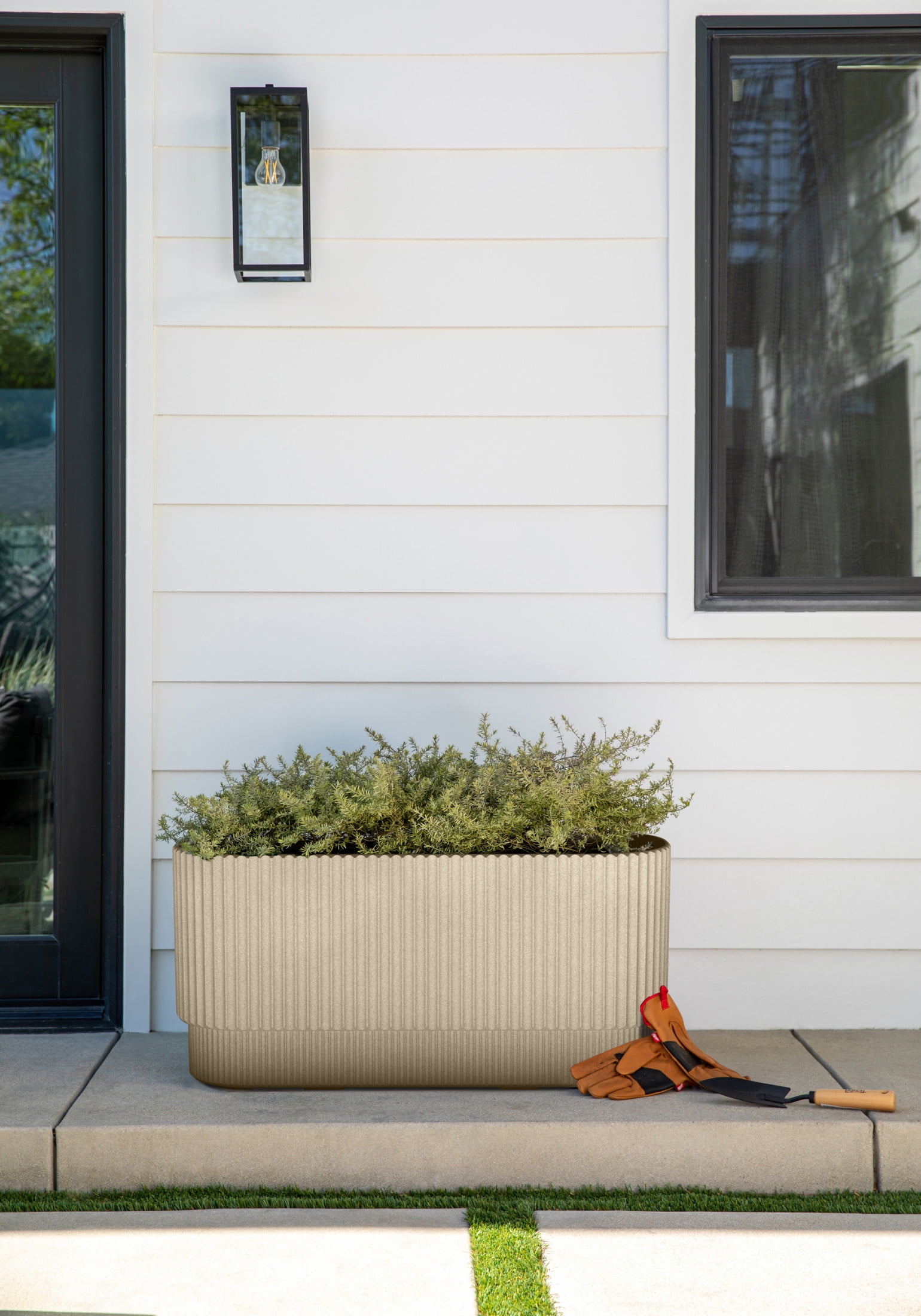 Veradek Demi Series 30" Long Plastic-Stone Planter - Sand