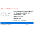 thumbnail image 2 of Lower and Upper Intake Manifold Gasket Set - Compatible with 2013 - 2019 Subaru Outback 2.5L H4 2014 2015 2016 2017 2018, 2 of 2