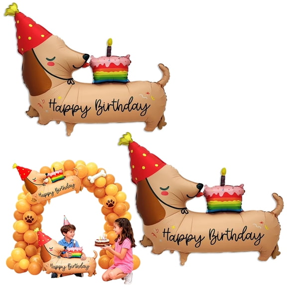 Nealison 2 Pcs Dog Birthday Balloons, Dachshund Dog Balloons Cute Puppy Balloon for Dogs Theme Birthday Party Decorations
